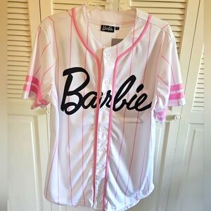 Barbie Baseball Jersey #59 White w/ Black Logo & Pink Pinstripes Adult Medium